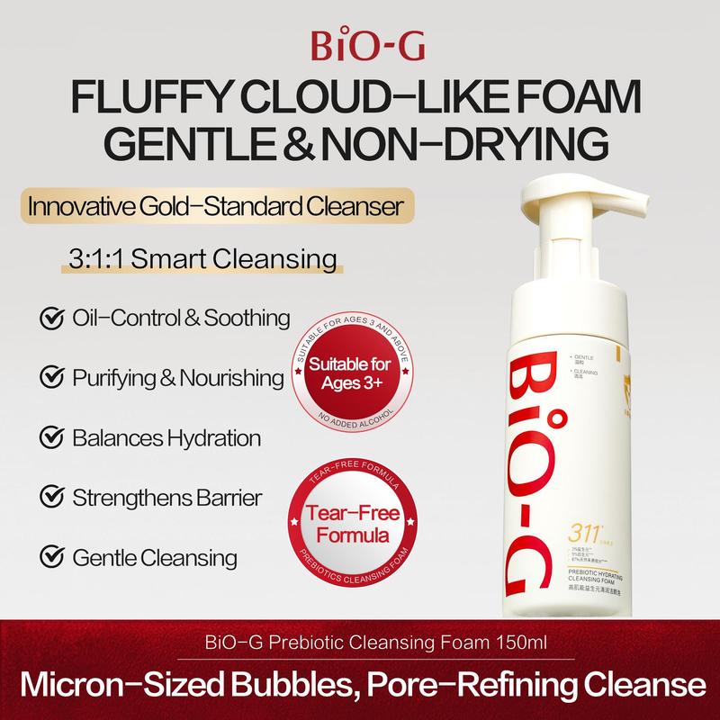BiO-G Biog311 Amino Acid Cleanser Mousse Deep Cleansing Facial Mousse with 200 Million Micron Foam Tear-Free Formula for Skin Repair 150ml
