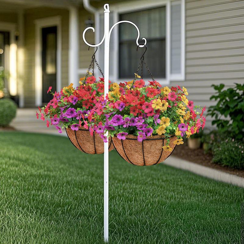 Outdoor Artificial Flowers 2set UV-Resistant Daisy Hanging Baskets Spring & Summer Outdoor Decor Garden, Entrance Hall, Corridor Plastic Flowers Maintenance-Free（ red yellow pink purple））