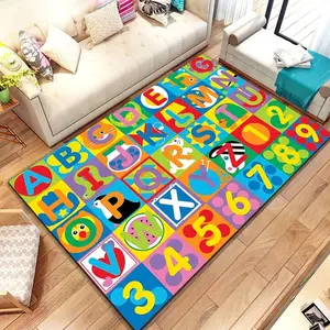 KidsEducational Alphabet NumberFlannel AreaRug - Colorful ABC 123 LearningMat withCartoon Animals & Fruits, Non-Slip Soft Play Rug for Nursery & Playroom#EducationalAlphabetRug #ABC123LearningMat #NurseryCartoonDecor #KidsPlayroomCarpet #NonSlipFlannelRug