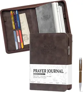 Daily  Prayer Journal for Men, Zippered Leather Scripture Study Notebook Religious Planner for Reflection & Gratitude, Ideal  for  Faith Believers, Undated 3 Months, Brown