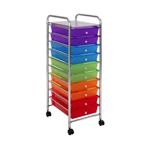 10-Drawer Organizer Cart, Translucent Multi-Color 10-Drawer Organizer Cart, Translucent Multi-Color