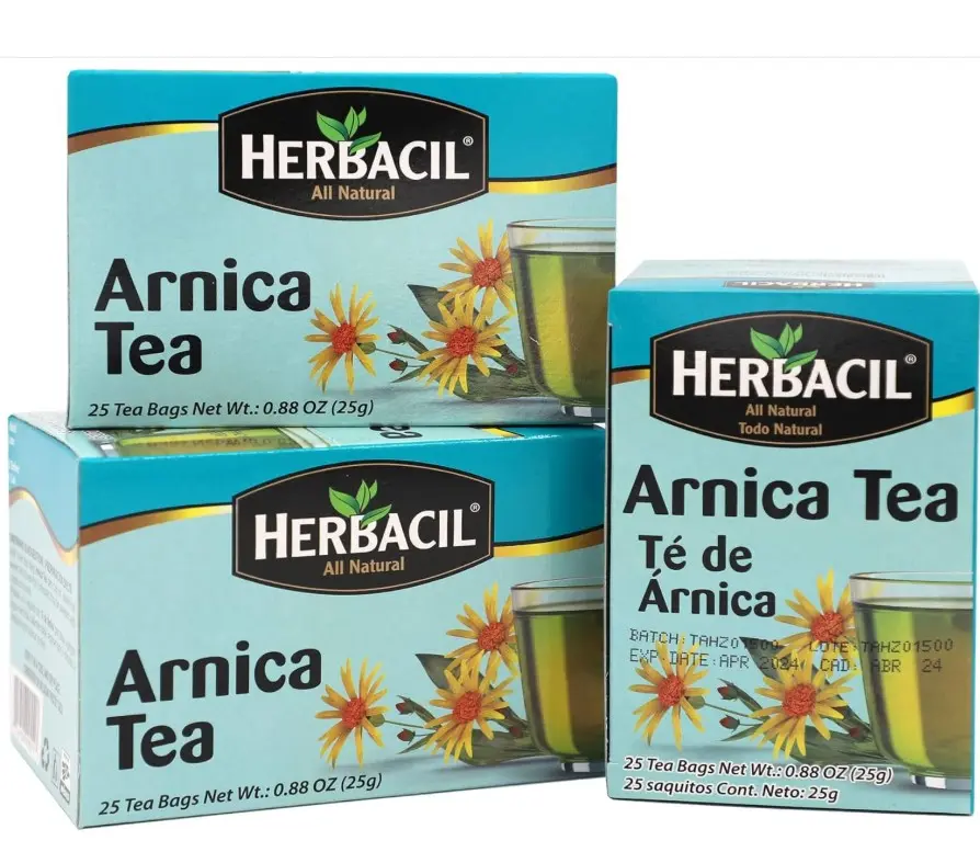Herbacil Arnica Herbal Tea – Caffeine-Free Natural Remedy, 25 Tea Bags per Box, 3-Pack (75 Total), 0.88 oz Each