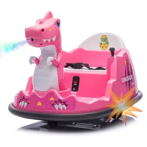 12V Kids Ride on Bumper Car W/Parents Control Gift for Children's Day,Dinosaur Shape & Element Design,2WD,Spray with Light,360 Degree Rotation,Safety Anti-Collision Strip,Switchable Music,Large Size Seat Design for Kids 2-5.