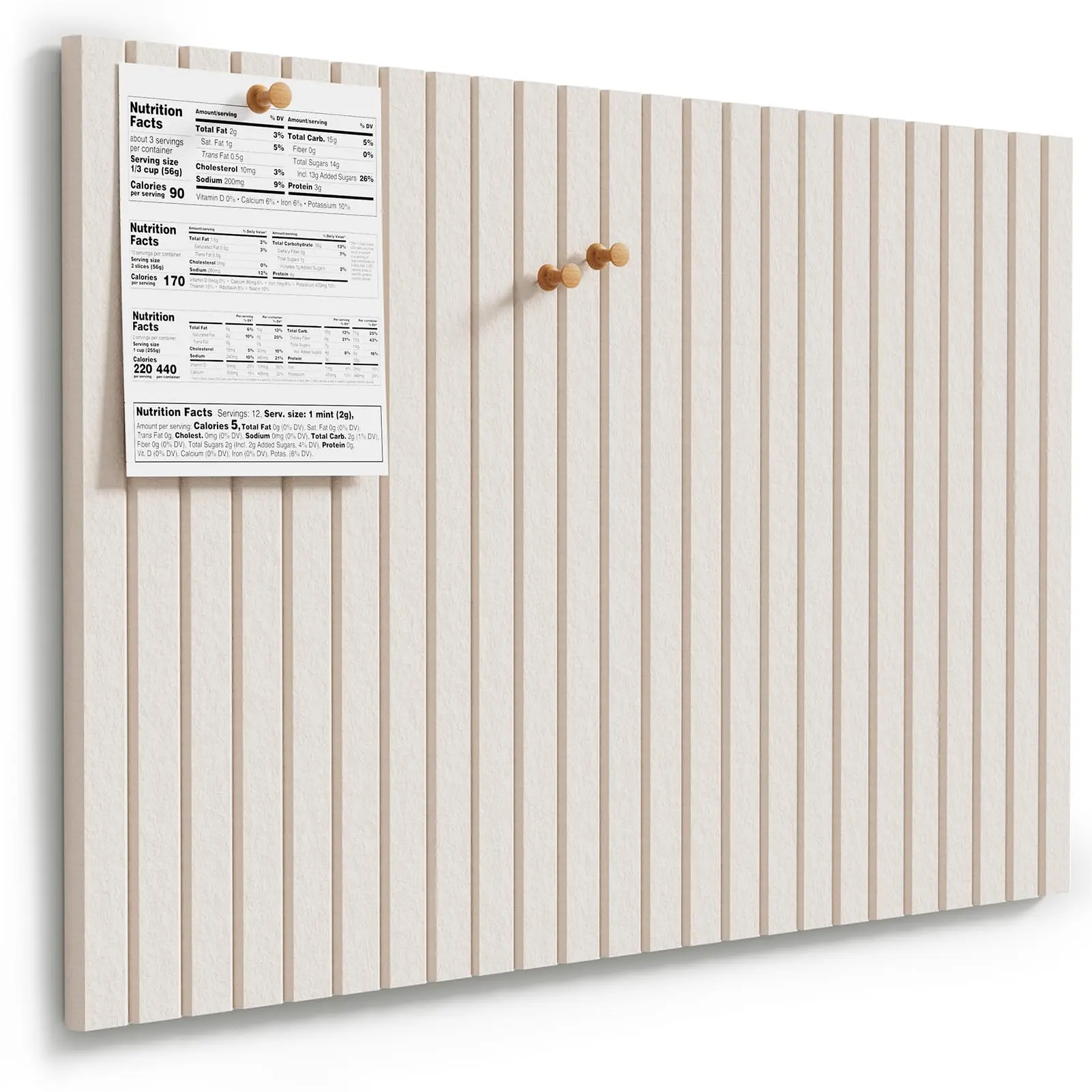 Large felt panels, each 11.8-inch square, are suitable for office and bedroom decor; 6, 12, and 18-panel striped felt wall panels are available in various combinations and can be used as thumbtack message boards and home wall storage shelves.