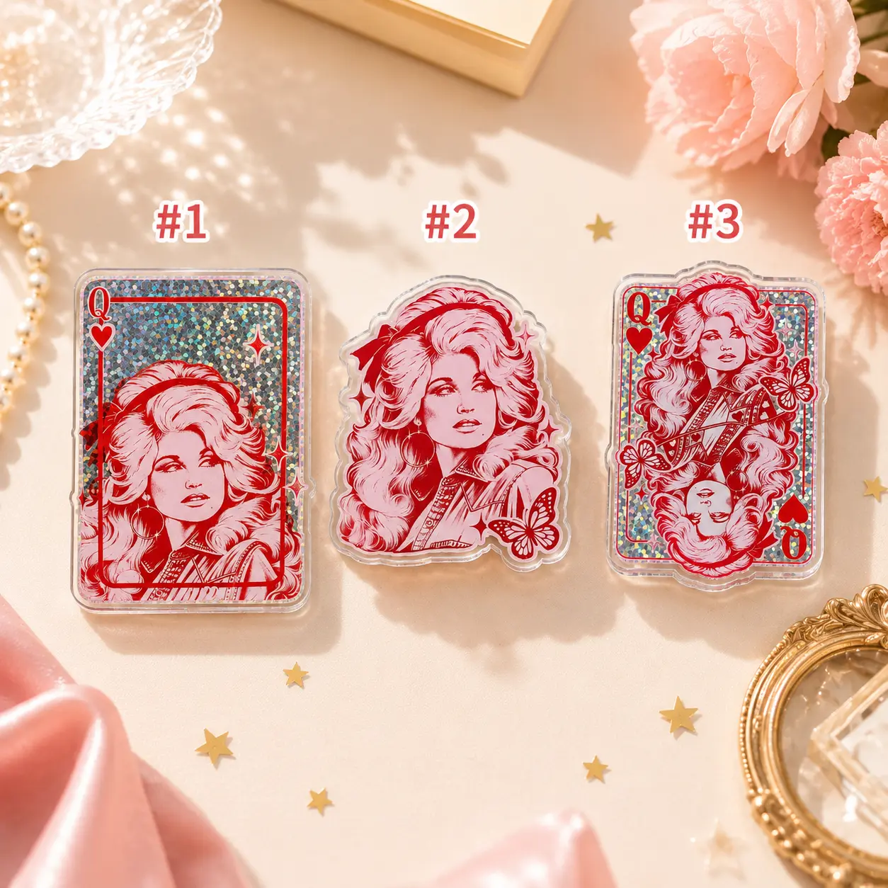 Country Music Queen Phone Grip – Western Cowgirl Playing Card Acrylic Phone Holder, Retro Butterfly Country Music Fan Gift