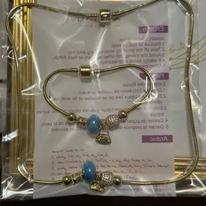 Xuping 14k , Set Cadena & Pulcera blue