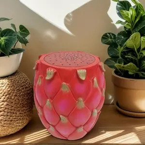 SAYGOGO 13.4" Oversized Resin Dragon Fruit Stool, Decorative Side Table & Plant Stand, Whimsical Furniture for Indoor Home, Garden, Patio & Outdoor Use