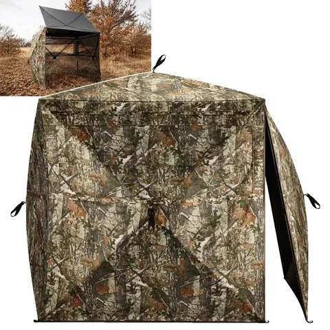 TIDEWE Hunting Blind See Through with Carrying Bag, 2-3 Person Pop Up Ground Blinds 270 Degree, Portable Resilient Hunting Tent for Deer & Turkey Hunting Camouflage Sliding Windows #Dealsforyoudays