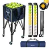 VEVOR 2-in-1 X-Frame Tennis & Pickleball Hopper - Portable Caddy Tennis Ball Hoppers with Nylon Build, Pickup Tube, Foldable Locking Brake Wheels, Large Storage Capacity for Mobile Coaches (Holds 150+ Balls or 260 Pickleballs)