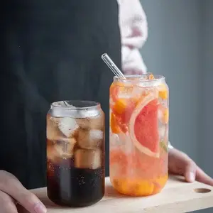 360/500ml Glass Cup Reusable Straw Coke Cup Transparent Water Juice Glass Beer Can Milk Coffee Mug Drinkware Kitchen Accessories Tumblers Bottles