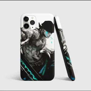 Anime Swordsman Phone Case, Three Sword Warrior Cover, Green Aura Anime iPhone Case, Action Anime Protective Case