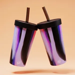 Silipint Silicone 22 oz Straw Tumbler Pack of 2 - Durable Non-Toxic Flexible Heat-Resistant Tumbler Bottle Drinkware Water Bottles Cup Mug with Reusable Straw and Dishwasher Safe