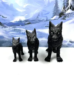 3pcs Articulated Wolf, Black 3D Printed Small Medium Large Wolf, Executive Desk Toy, Fidget ADHD/Autism Toy Set Decor Magical