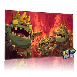 Infernal Goblin King TCG MTG Playmat - 12x24inch Non-Slip, Fiery Red & Cave Themed, Ideal for Card Game Enthusiasts, Perfect for Party Family Use, Great Gift, Gaming Mousepad