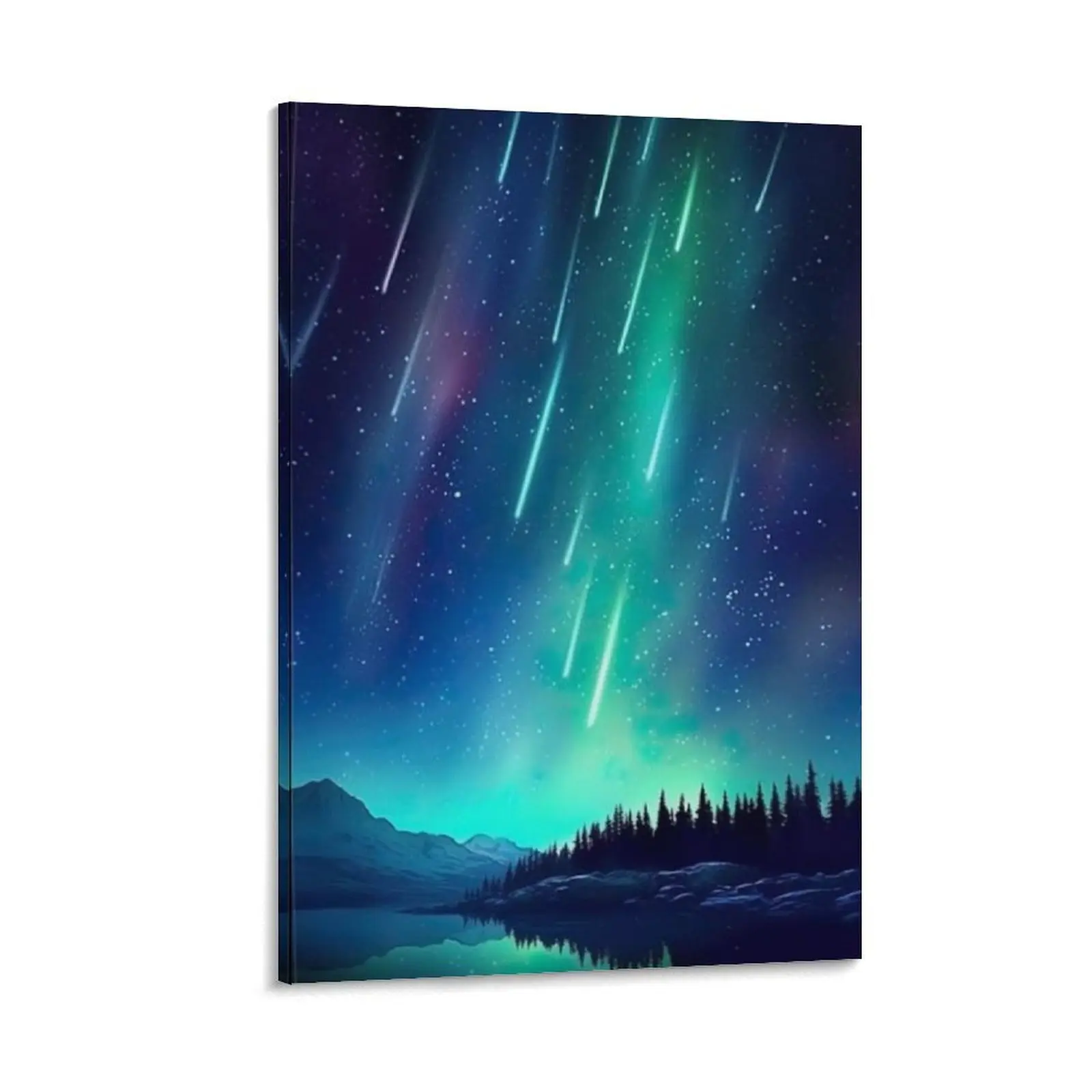 Aurora Borealis Wall Art Abstract Northern Lights Canvas Prints Green Aurora Mountains Scenery Paintings Canvas Poster Bedroom Decor Sports Landscape Office Room Decor Gift Frames Ornaments