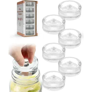 Glass Fermentation Weights Set of 6 - Easy Grip Glass Fermenting Weights,  Fit for Wide Mouth Mason Canning Jars, Highly Durable Fermentation Kit for Sauerkraut, Kimchi &