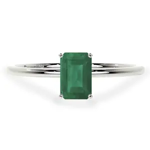 Dainty Emerald Cut Four Prong Emerald Solitaire Ring (1.00cts.)- REM073-7X5-A
