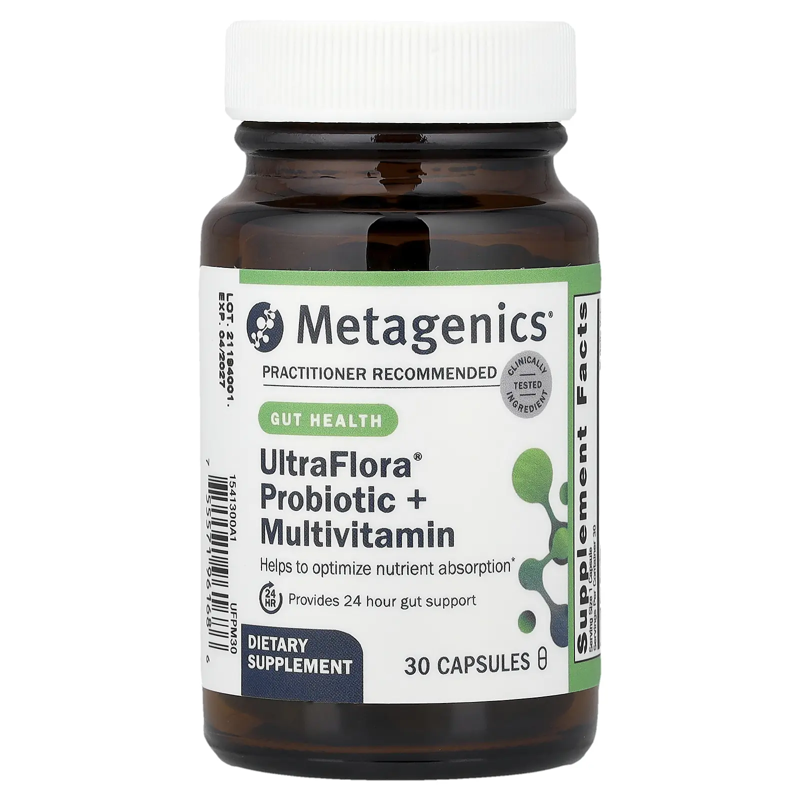 Metagenics UltraFlora®, Probiotic + Multivitamin, 30 Capsules