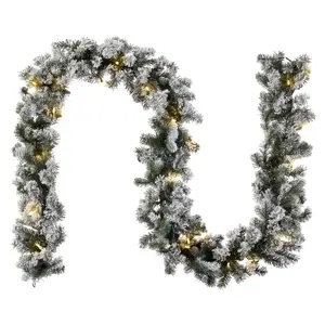 9 ft. Pre-Lit Snowy Camden Garland with Clear Lights, Plug-In