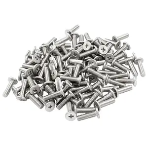 100pcs M3 x 10mm Round Flat Head Machine Screws, 304 Stainless Steel Phillips Cross Drive Screw Hardware Fastener Bolts