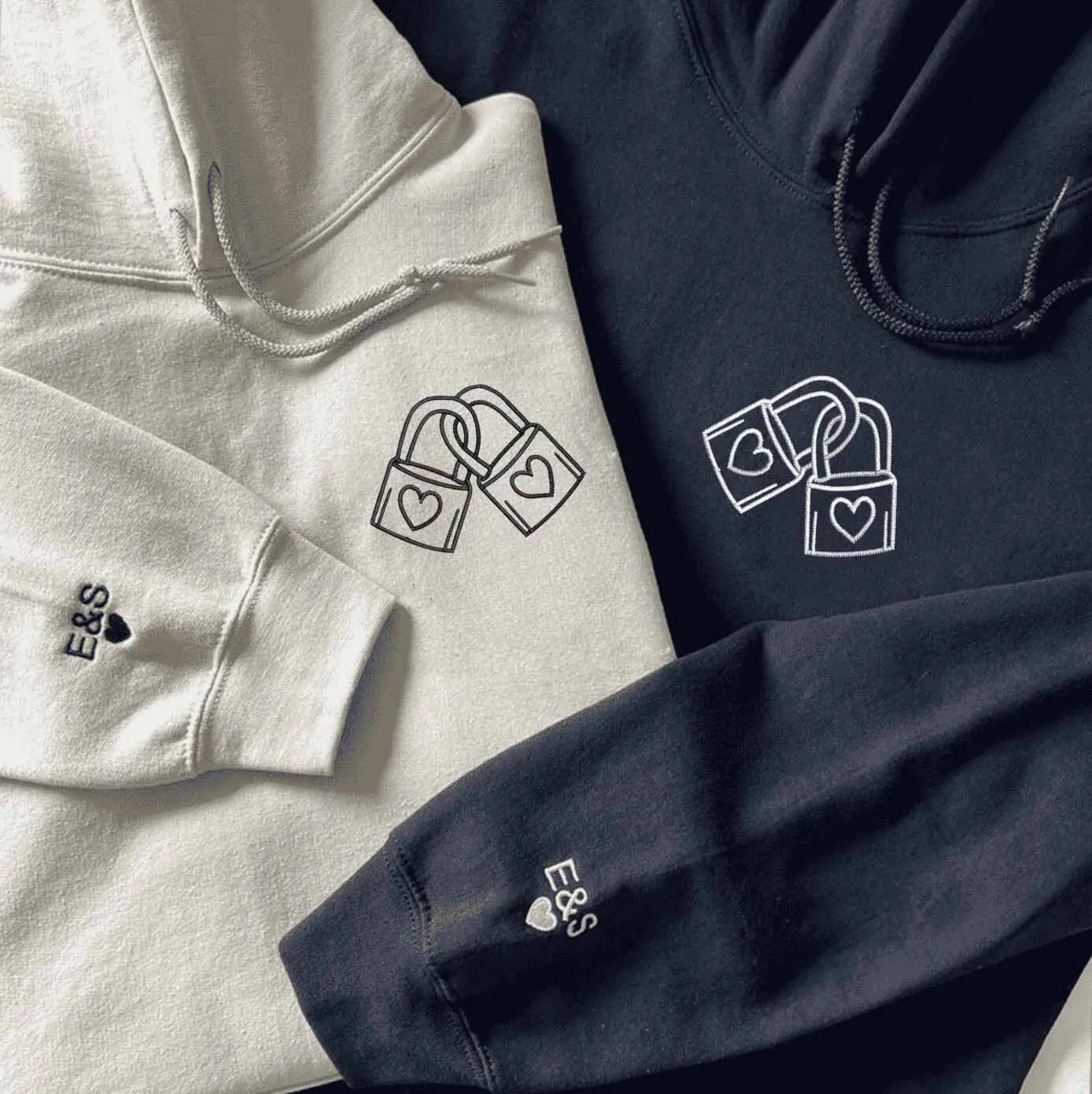 Love Lock Custom Matching Hoodies - Personalized Anniversary Gifts For Couples