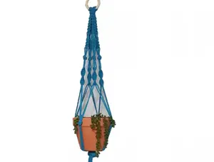 Macrame Plant Hanger Blue