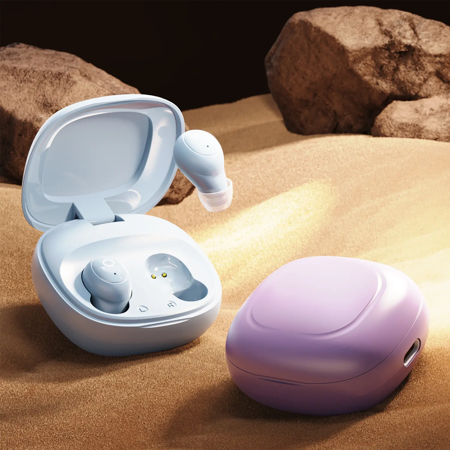Wireless Bluetooth earphones, equipped with Bluetooth 5.4 technology, mini noise-canceling, cost-effective, waterproof, with no connection delay, and designed to increase stability during exercise. Audio Yellow Earbud
