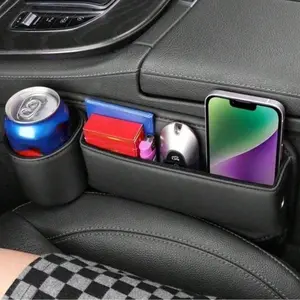 Car Seat-Gap Filler with Cup Holder, Adjustable Car Seat-Slot Organizer, Multifunctional Car Interior Accessories, Car Storage Organizers for Phone, Glasses, Cards