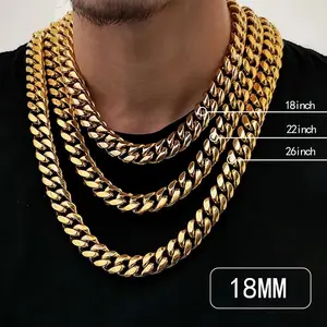 GAB Cuban Chain Necklace 18MM Chain For Man Jewelry Luxury