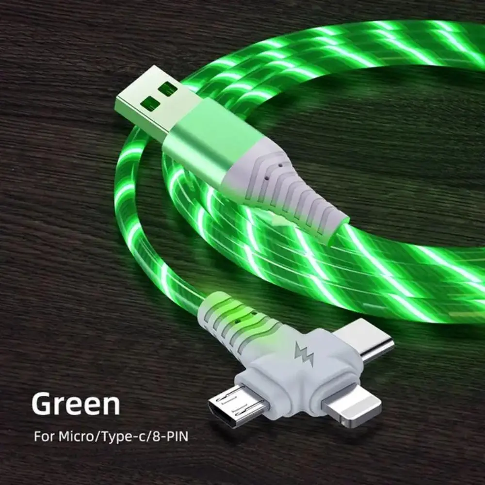 3 in 1 USB Charging Cable, Phone Charging Cable LED Lighting Data Cable, Glow in the Dark Data Cable, Durable Charging Cable for iPhone Android, Gadgets for Men