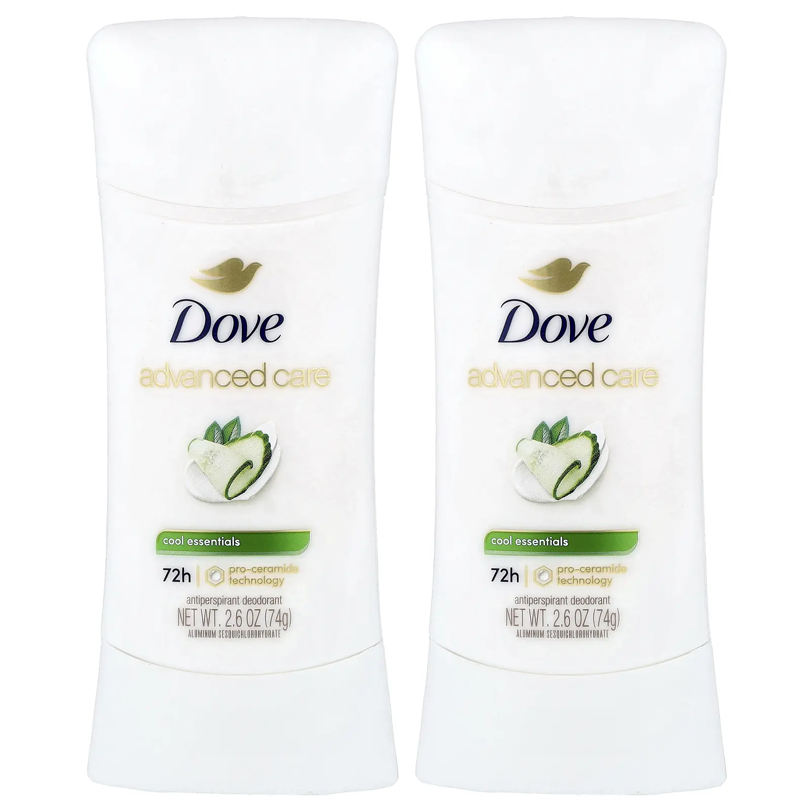 Dove Advanced Care, Anti-Perspirant Deodorant, Cool Essentials, 2 Pack, 2.6 oz (74 g) Each