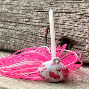 Star Jigs Flamingo Football Jigs - Pink and White Design with Bright Pink Fringes