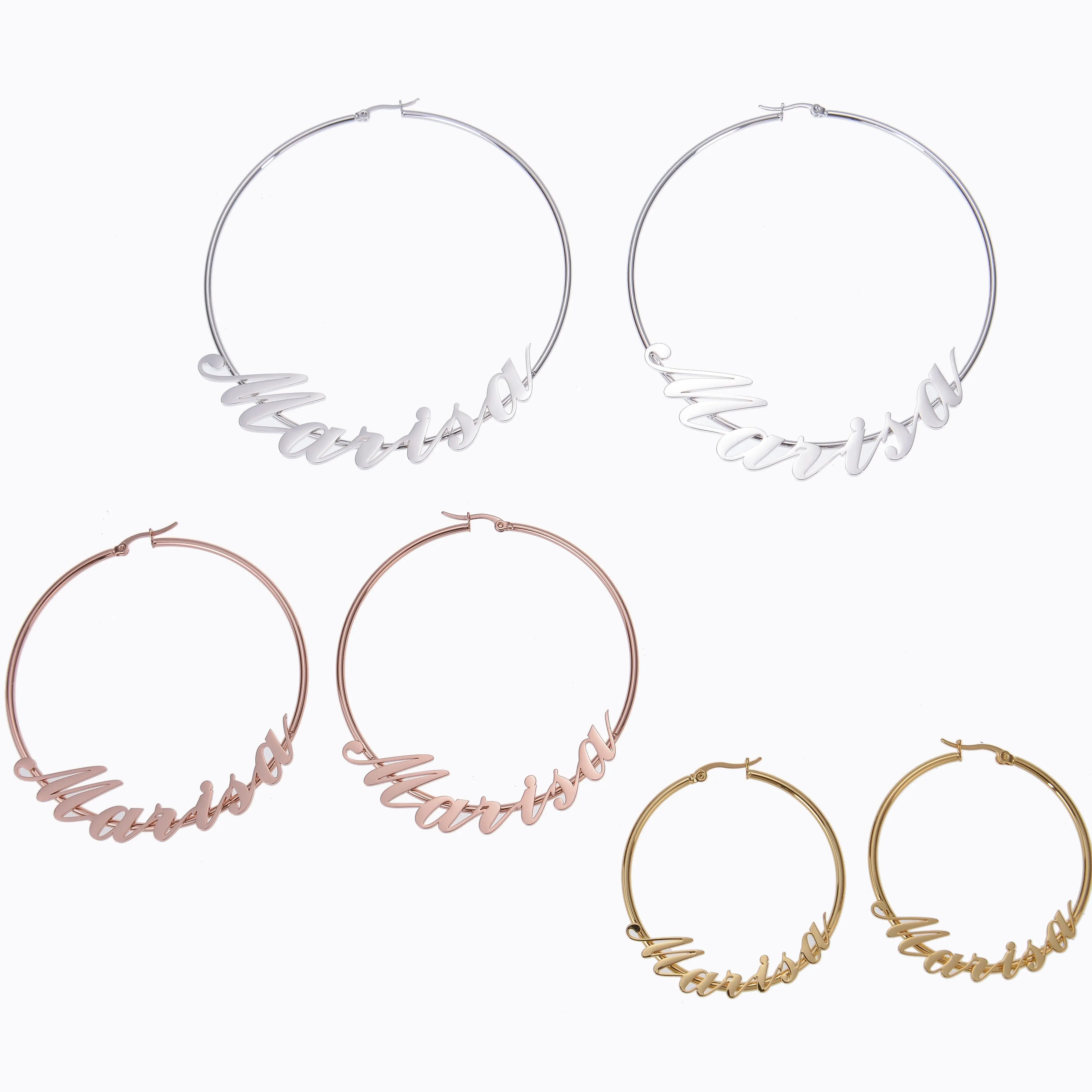 Personalized Cursive Name Hoop Earrings