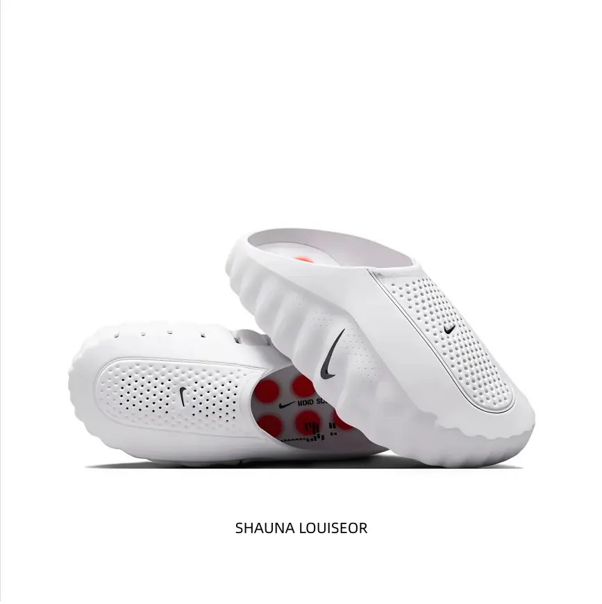 Unisex Pure White Closed-Toe Mule Slippers - Hollow Breathable Thick-Sole Slip-On Clogs for Home, Street Wear