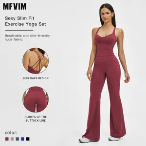 MFVIM Women’s Fuzzy European-American Yoga Set - Crossback Design for a Flattering Back, All Seasons Gym Workout Women Outfit, Pilates Running Shock-Absorbing Sports Clothing Set