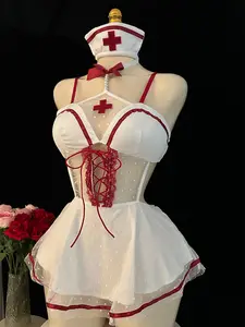Women's Cosplay Costume Set, Sexy Nurse Fitted Uniform Dress & Headpiece, Role Play for Women, Party Wear