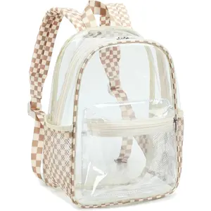 Clear Backpack for Stadium Events Approved Women Girls, Small Clear Bag for Concert, Work, Sporting Festival, Water Resistant Transparent Bag for School
