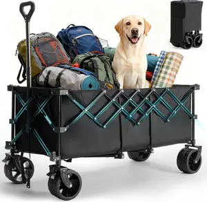 300L Foldable Wagon, 180kg Capacity with 7-Inch Wheels for Camping and Gardening, Black, Blue, Gray 300L Foldable Wagon, 180kg Capacity with 7-Inch Wheels for Camping and Gardening, Black, Blue, Gray