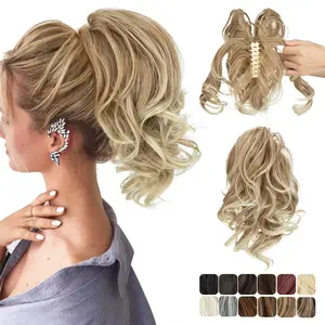 Premium Synthetic Diy Claw Clip In Ponytail Extensions Hairpiece Hair Bun Fake Blonde Natural Hair False Pigtail P026