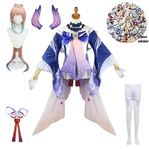 Game Sangonomiya Kokomi Pearl of Wisdom Cosplay Chinese Style Anime Costume Wig Sticker Full Set Halloween Chirstmas Party Suit