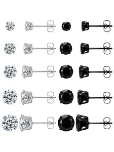 Artificial Zircon Decor Stud Earrings, Stainless Steel Studs Earrings for Women & Men, Trendy All-match & Exquisite Jewelry for Birthday Gift, Fashionable Jewelry Accessories