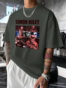 Simon Riley Men's Casual Short Sleeve Graphic T-Shirt, Slim-Fitting Round Neck Summer Top, Daily Wear