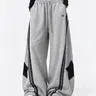 Aelfric Eden Men's High-Waist Panel Cotton Black Athleisure Sweatpants - Oversized Wide-Leg Barrel, Star Patch, Studded Stripe, Loose Drape, Comfy Baggy Pants, Casual Sports Bottoms, Streetwear Bottoms,sohochic