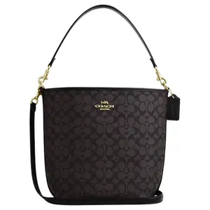 COACH City Bucket 35 Detachable Strap Canvas and Leather Tote Bag for Women