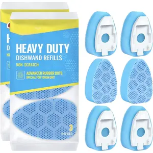 Leak Proof Dishwand Refills with Scrub Dots,Non Scratch Sponge Heads for Dish Wand,20% Thicker Heavy-Duty  Replacement,Fits  Handles,Works with  Dish Soaps,Ideal for Kitchen