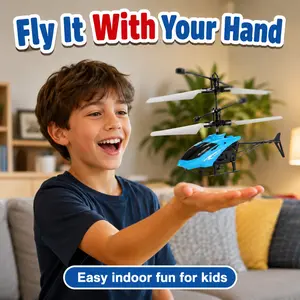 LED Remote Control Mini RC Helicopter with Controller Mode & Gesture Sensing | Dual Control Flying Toy for Kids   One-Key Takeoff, 30min Fast USB Charging | Indoor Outdoor Fun Gift for Boys Girls 6+ Years  18x11cm, 12M Range