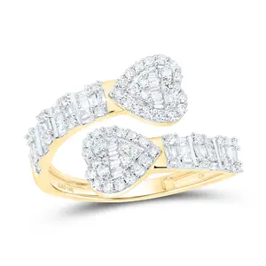 5/8 Ctw-Dia Cn Heart Cuff Ladies Ring Size 8 (2.35 grams)
