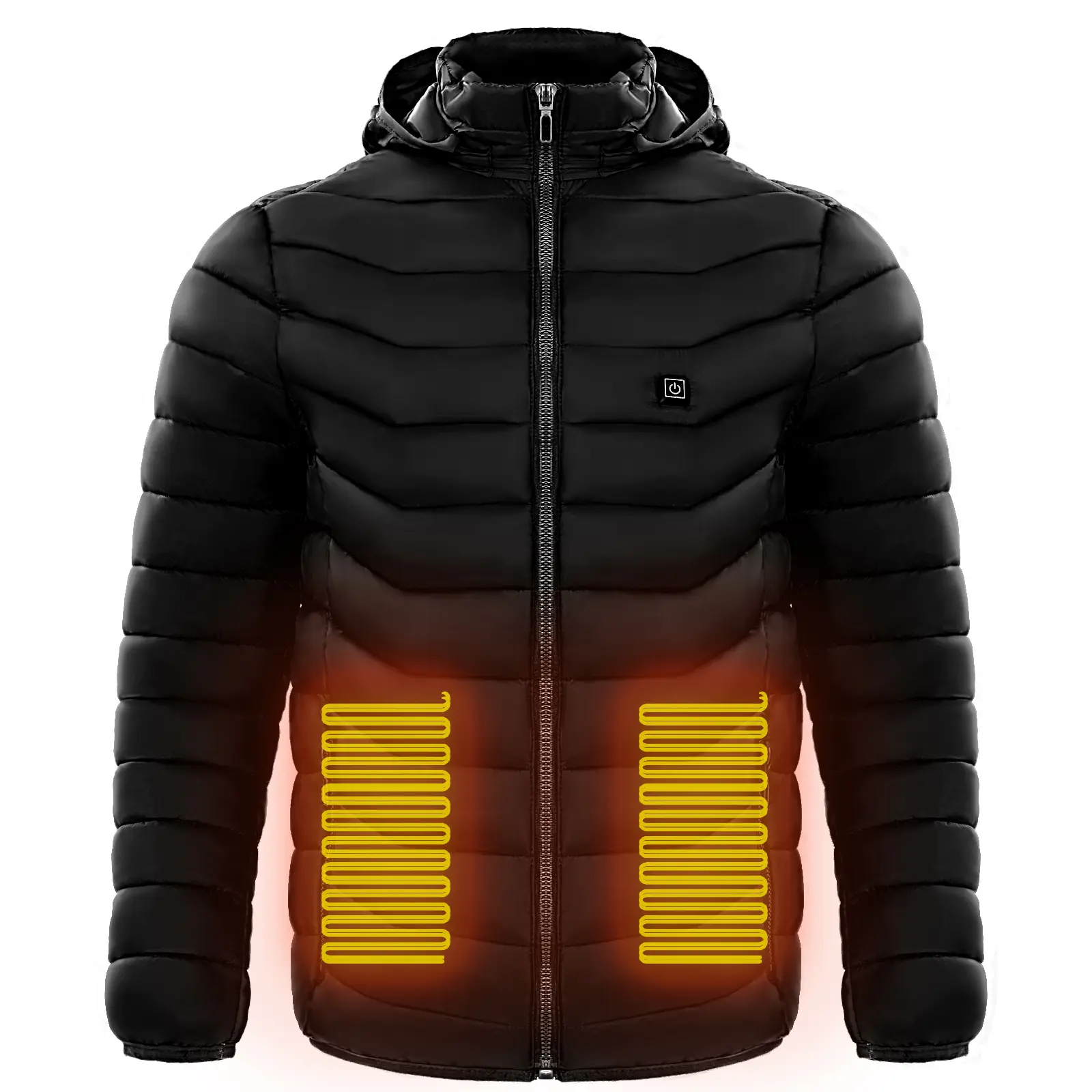 Men Heated Puffer Jacket Electric Heating Coat Insulated Hood Windbreaker