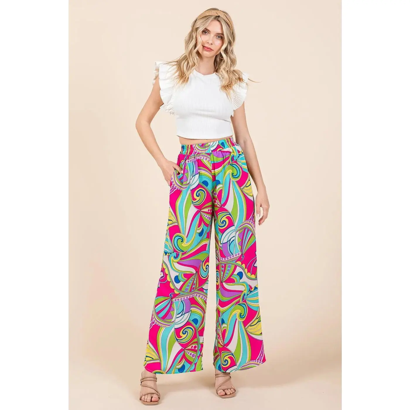 Out of This World Wide Leg Pants in Fuchsia