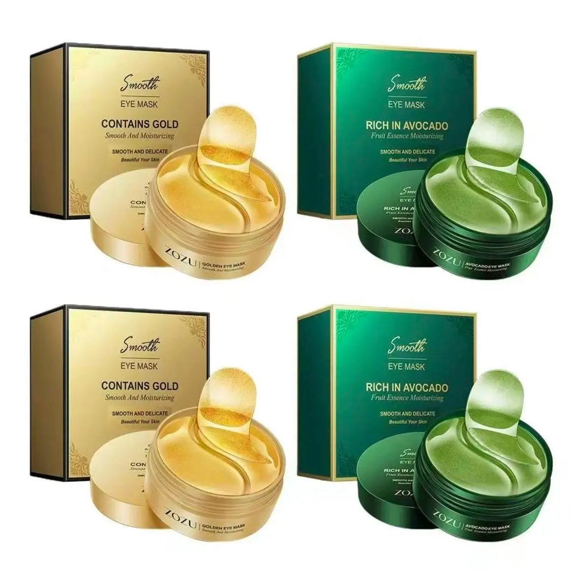 2PCS Avocado Eye Mask & 2PCS Gold Eye Mask